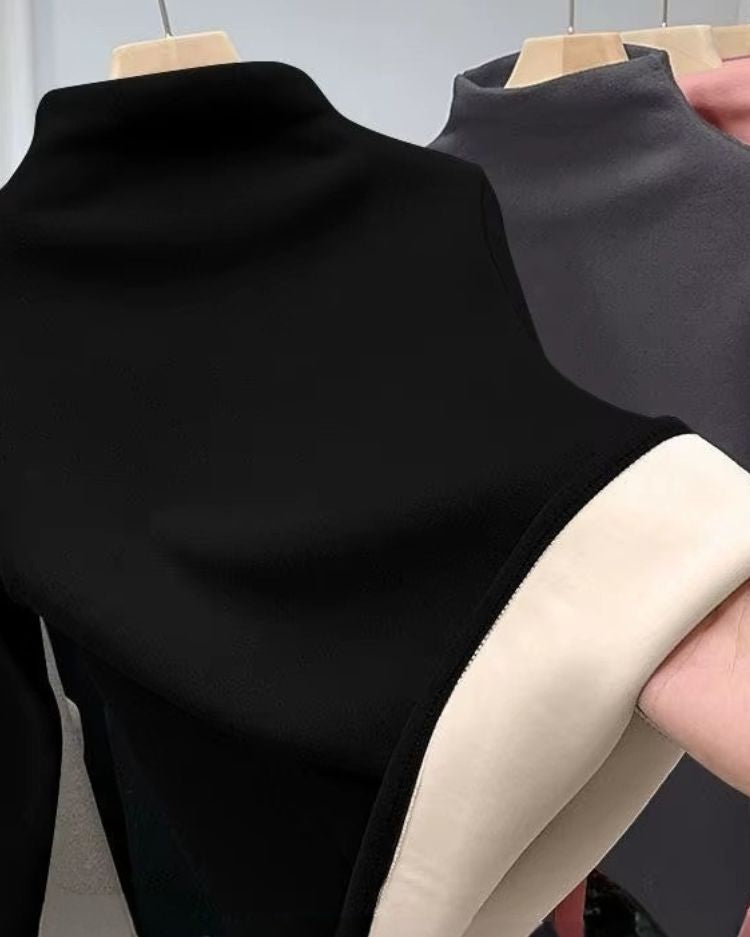 Plush Mock Neck Thermal Top - Voldina