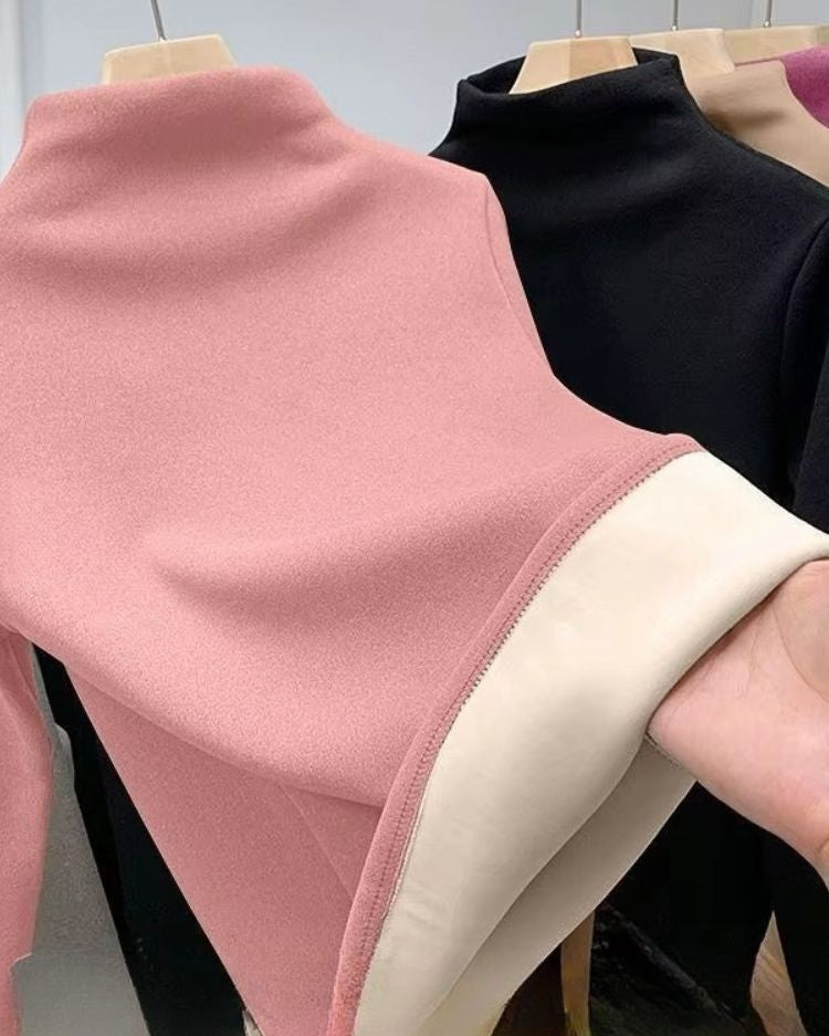 Plush Mock Neck Thermal Top - Voldina