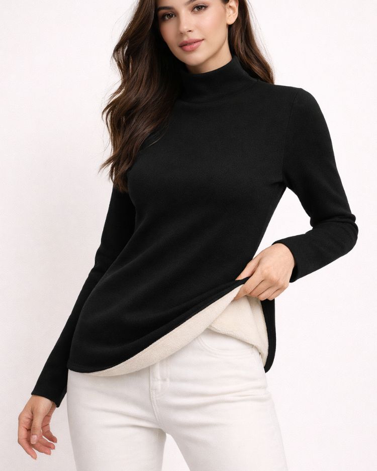 Plush Mock Neck Thermal Top - Voldina