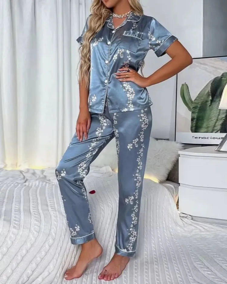 Printed Long-Sleeve Pyjama Set - Voldina