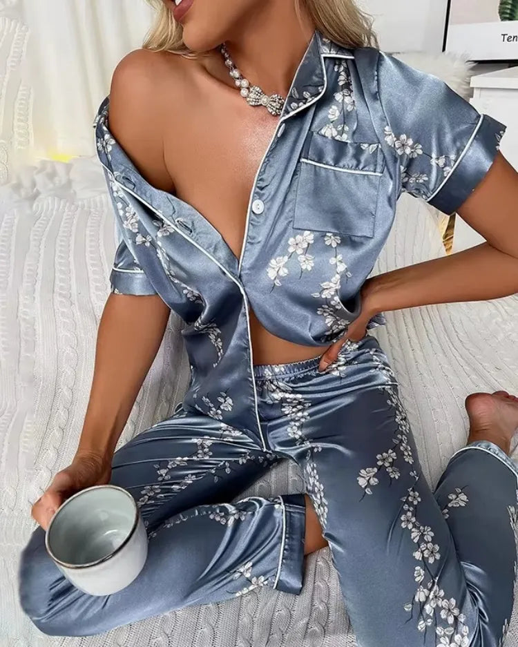 Printed Long-Sleeve Pyjama Set - Voldina