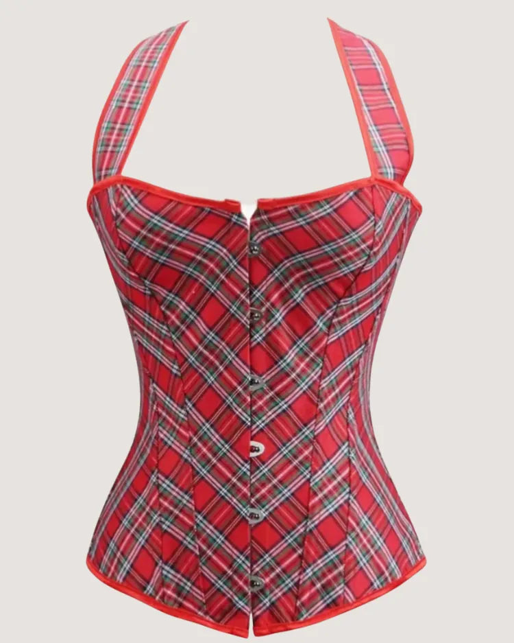 Red Plaid Corset Top - Voldina