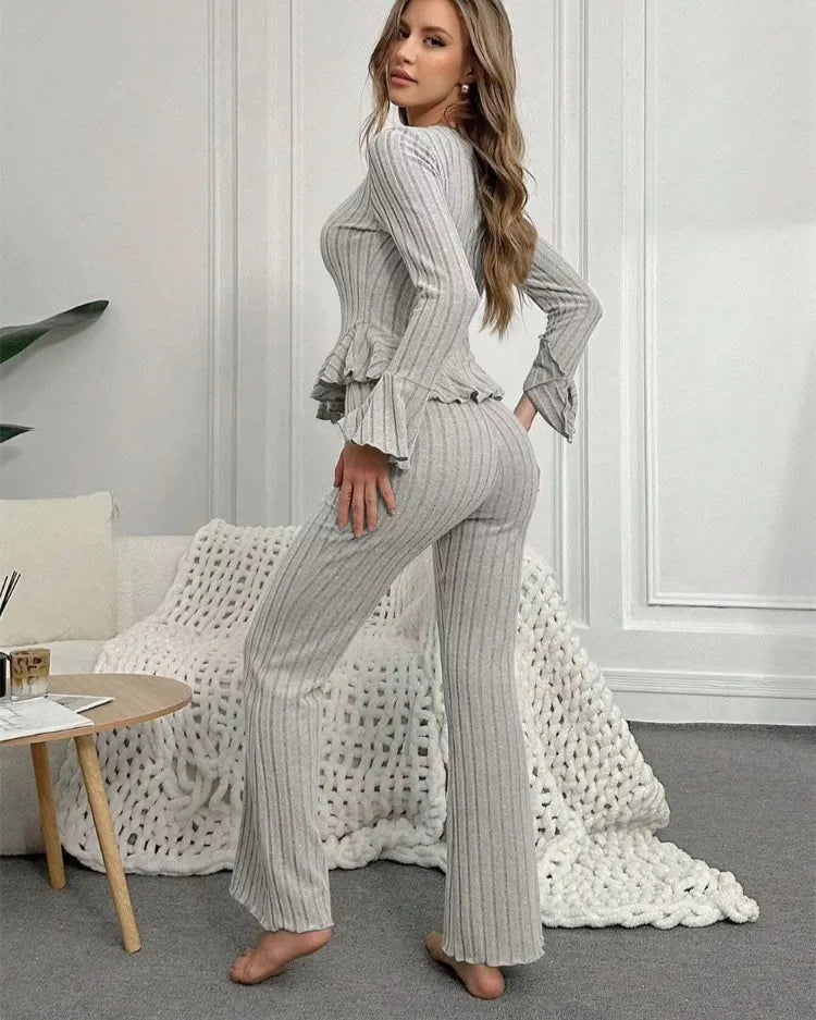 Ribbed Knit Pyjama Set - Voldina