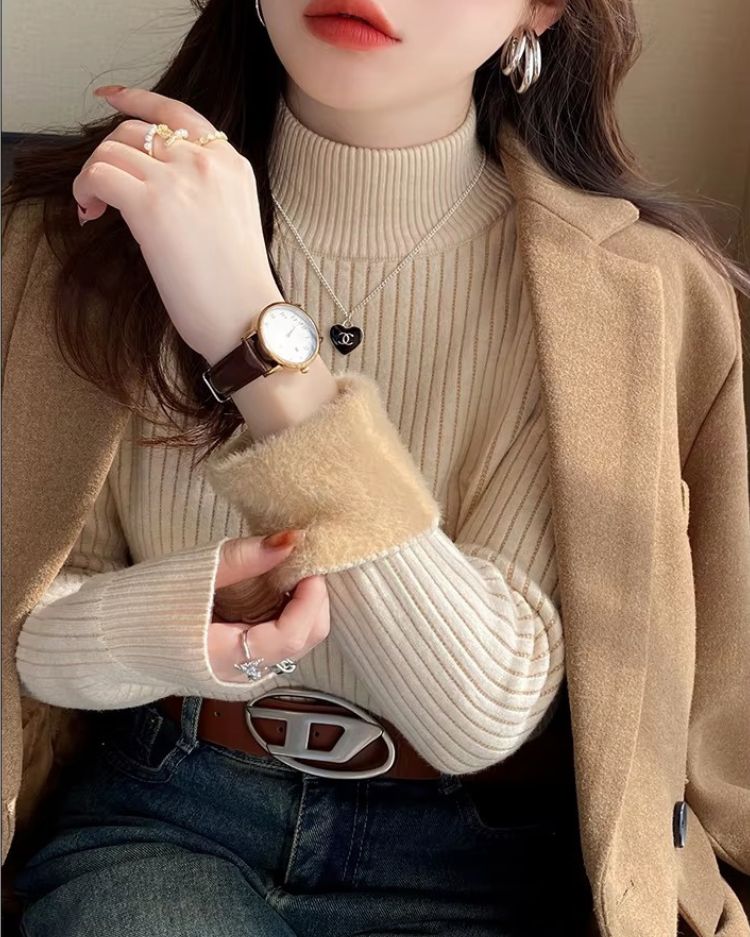 Ribbed Plush Thermal Turtleneck - Voldina