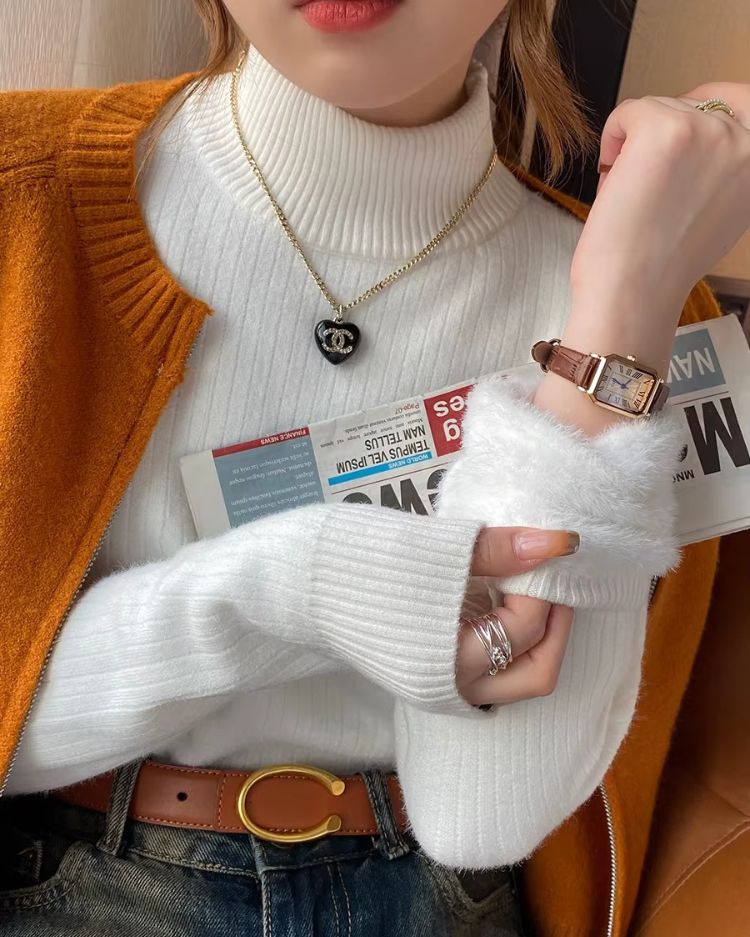 Ribbed Plush Thermal Turtleneck - Voldina