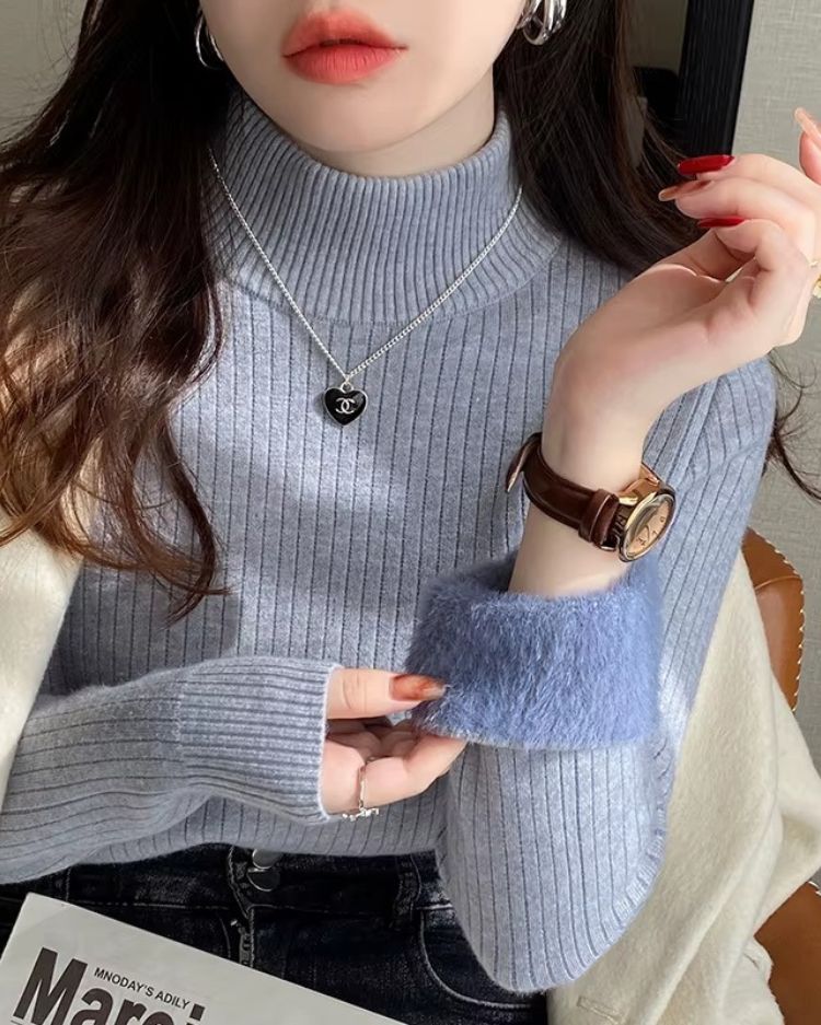 Ribbed Plush Thermal Turtleneck - Voldina