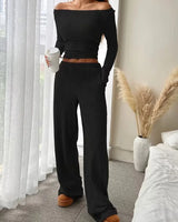 Ribbed Round-Neck Loungewear Set - Voldina