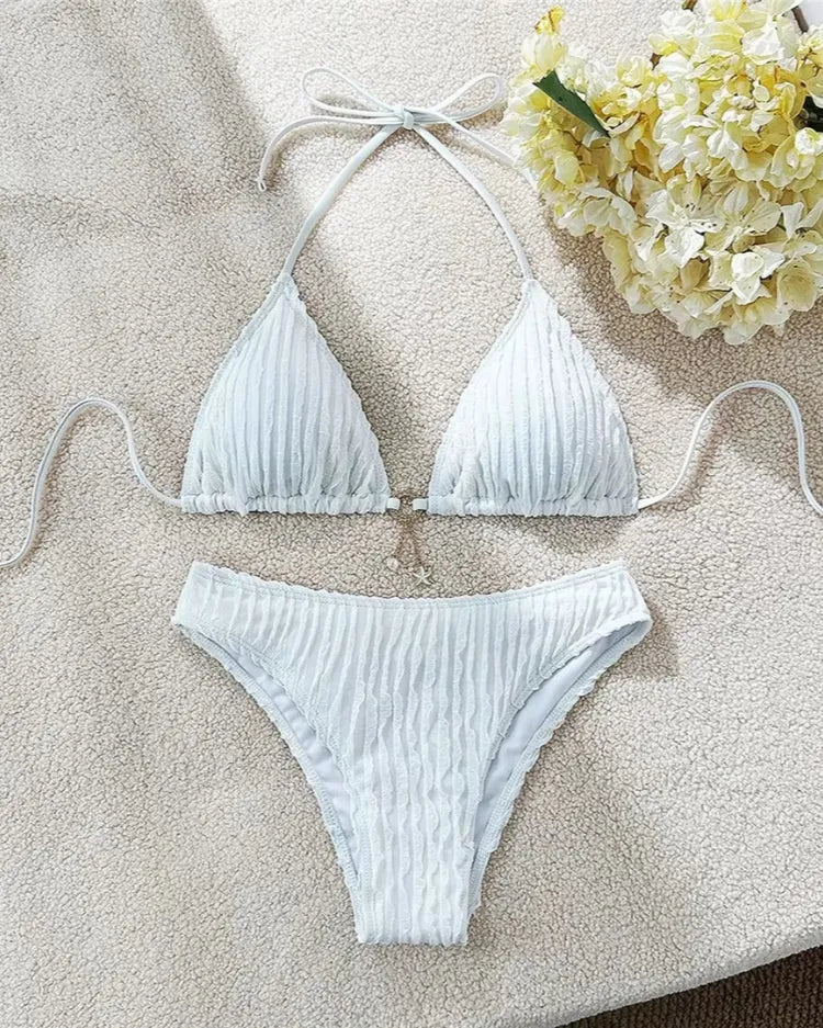 Ruched Halter Bikini Set - Voldina