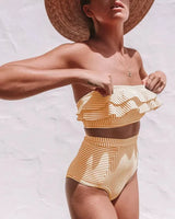 Ruffled Bandeau High Waist Bikini - Voldina