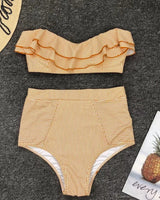 Ruffled Bandeau High Waist Bikini - Voldina