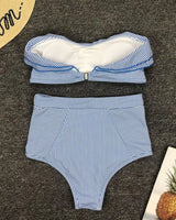 Ruffled Bandeau High Waist Bikini - Voldina