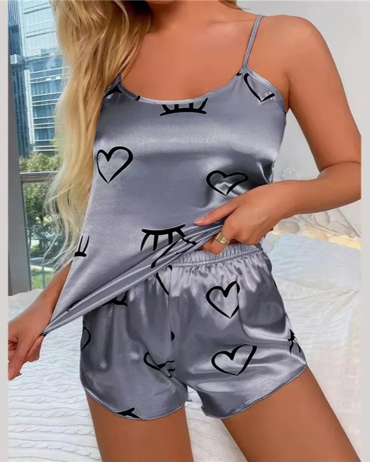 Satin Cami Pyjama Set - Voldina