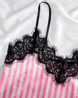 Satin Lace Pyjama Shorts Set - Voldina