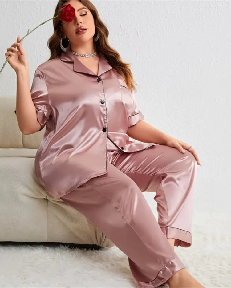 Satin Lounge Pyjama Set - Voldina