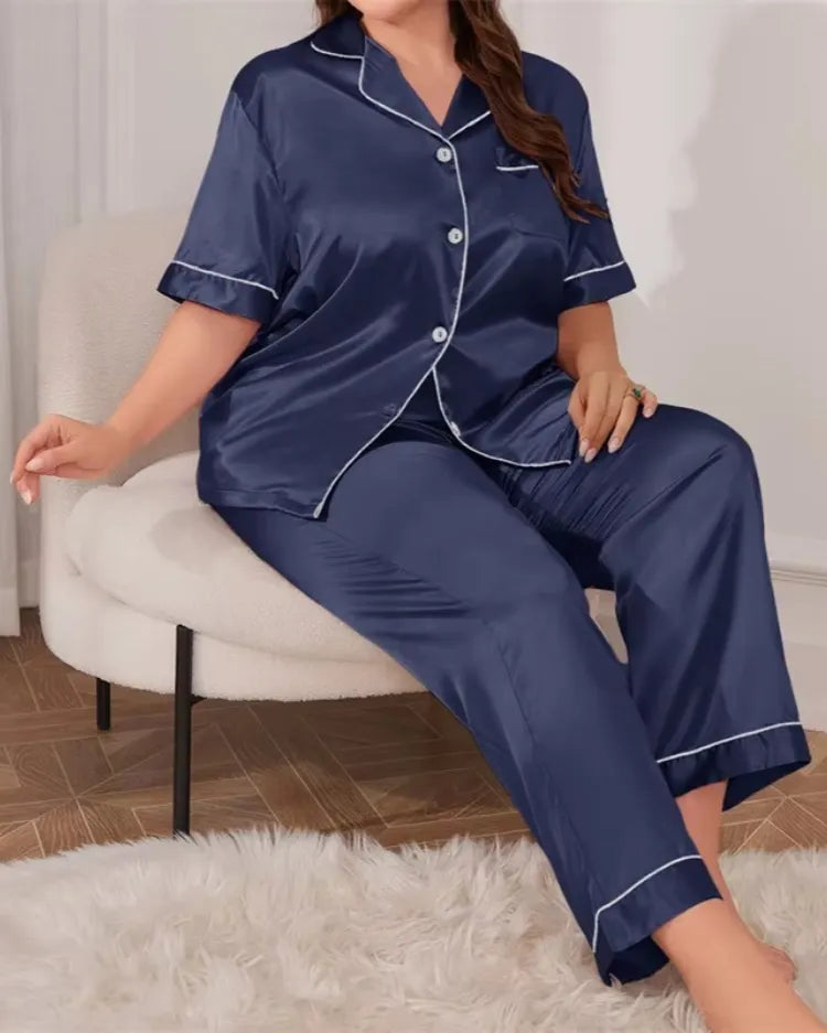 Satin Lounge Pyjama Set - Voldina