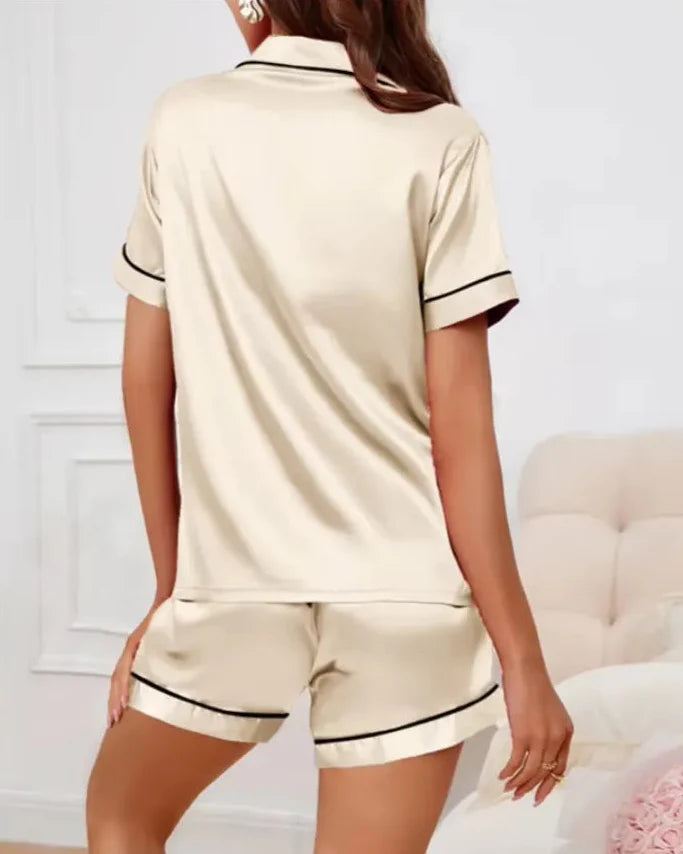 Satin Pyjama Shorts Set - Voldina