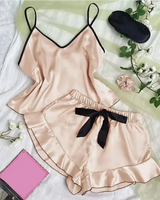 Satin Ruffle-Trim Pyjama Set - Voldina