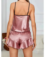 Satin Ruffle-Trim Pyjama Set - Voldina