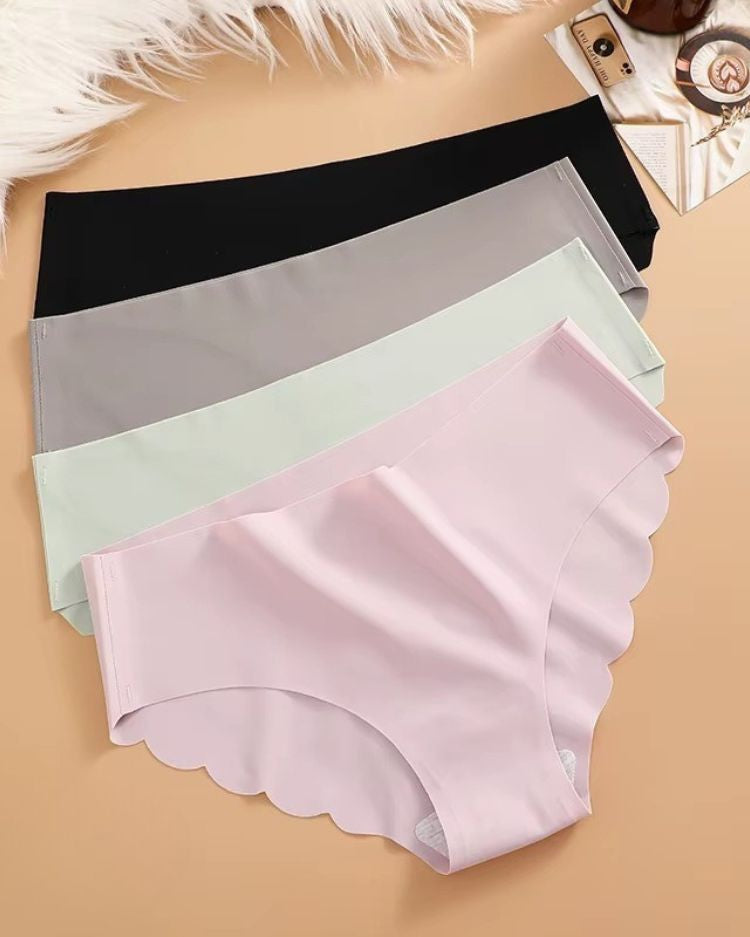 4-Pack: Seamless Wavy-Edge Low-Rise Briefs - Voldina