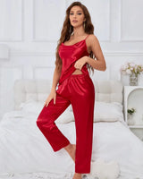 Sleeveless Satin Pyjama Set - Voldina