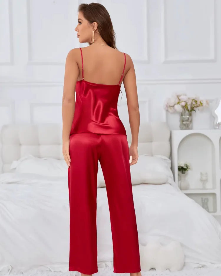 Sleeveless Satin Pyjama Set - Voldina
