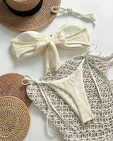 Solid Tie-Side Bikini Set - Voldina