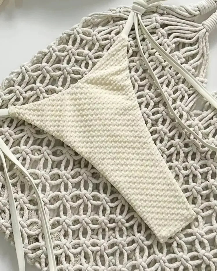 Solid Tie-Side Bikini Set - Voldina