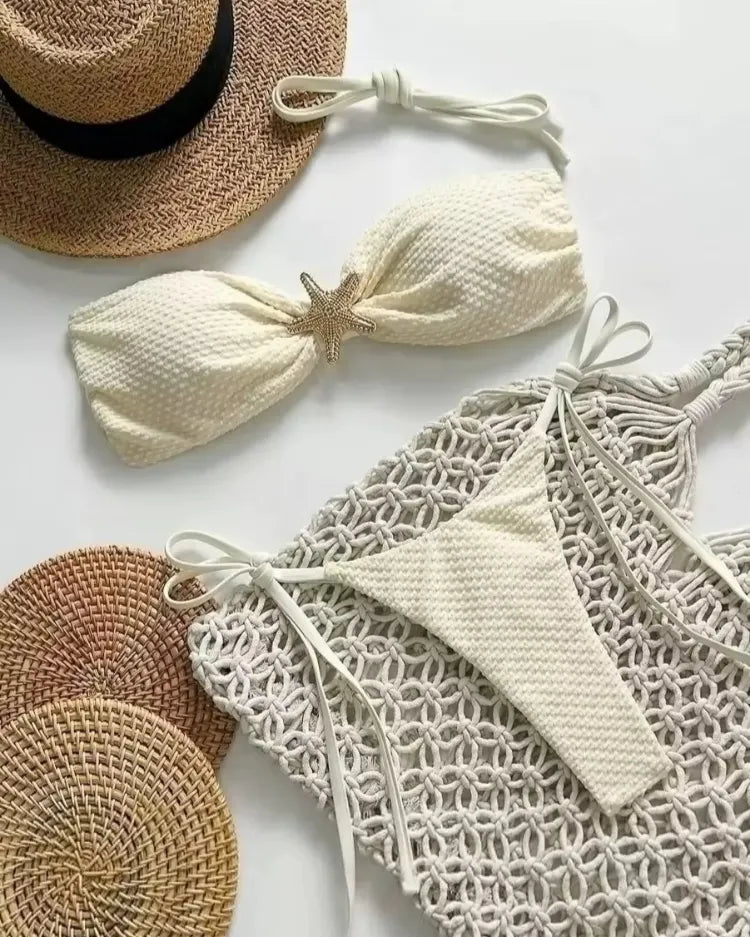 Solid Tie-Side Bikini Set - Voldina