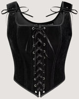 Square Neck Velvet Corset Top - Voldina