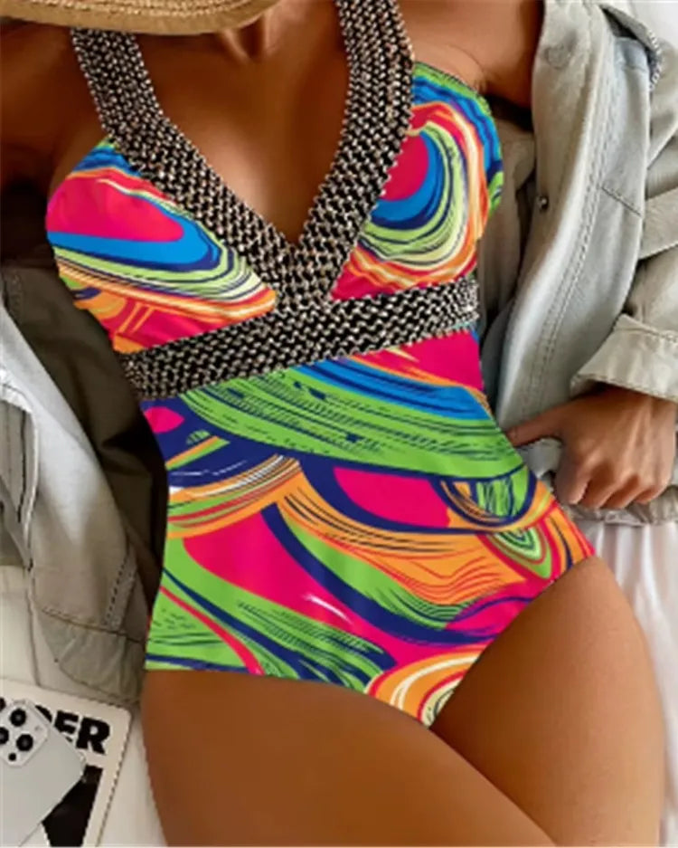 Strappy Cut-Out Swimsuit - Voldina