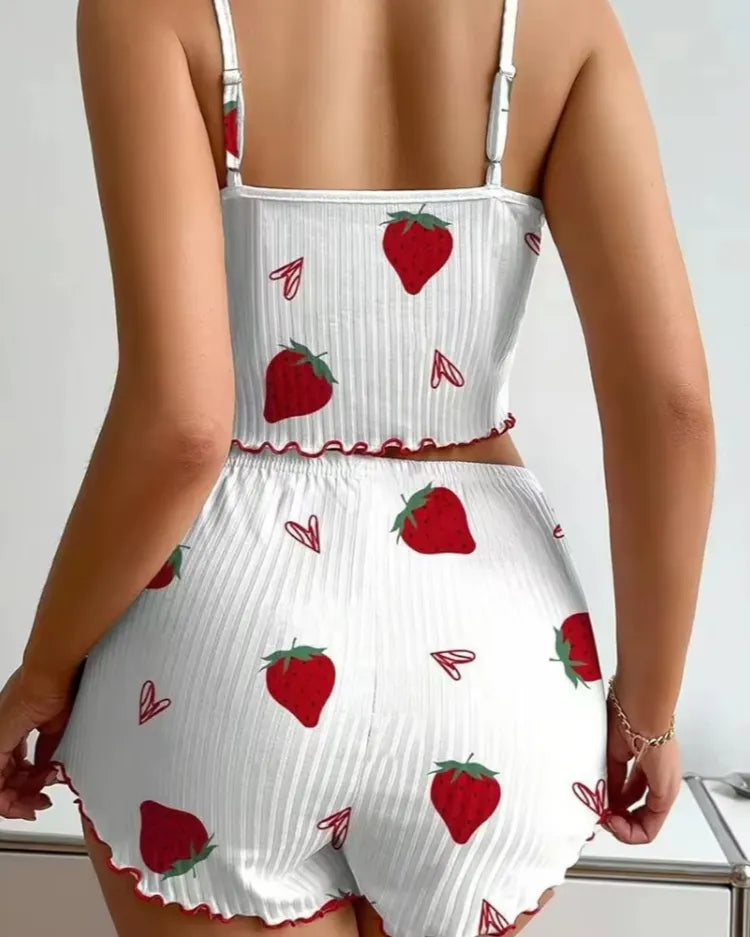 Strawberry Silky Pyjama Set - Voldina