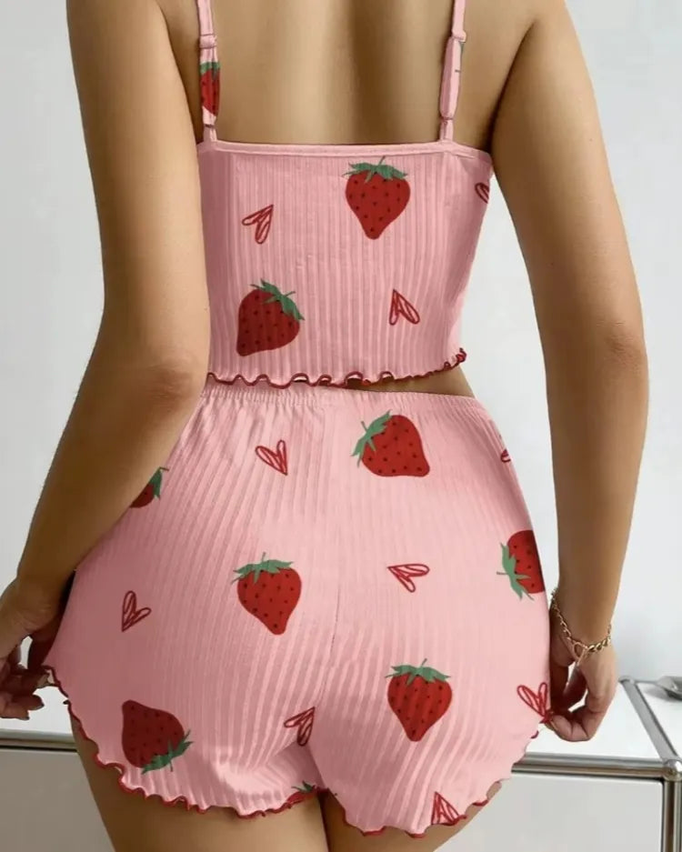 Strawberry Silky Pyjama Set - Voldina