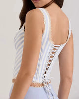 Striped Corset Crop Top - Voldina
