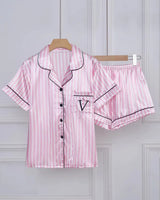 Striped Satin Short Pyjamas - Voldina
