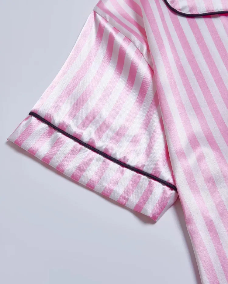 Striped Satin Short Pyjamas - Voldina