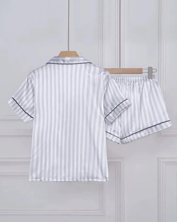 Striped Satin Short Pyjamas - Voldina
