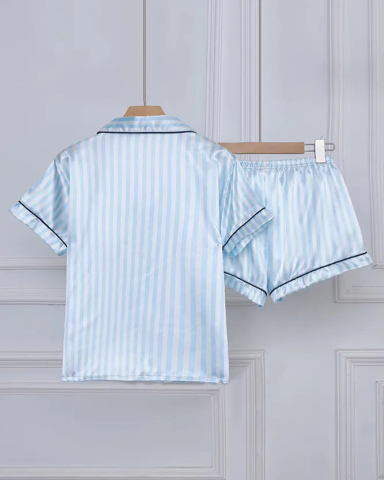 Striped Satin Short Pyjamas - Voldina