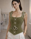 Structured Lace-Up Corset Top - Voldina