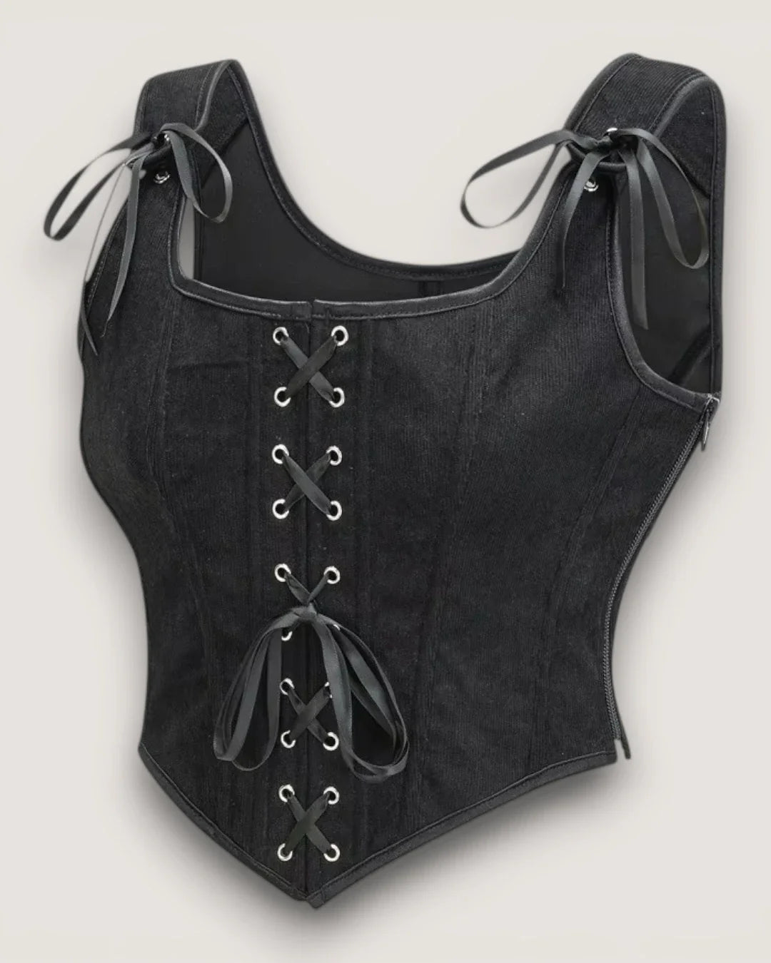 Structured Lace-Up Corset Top - Voldina