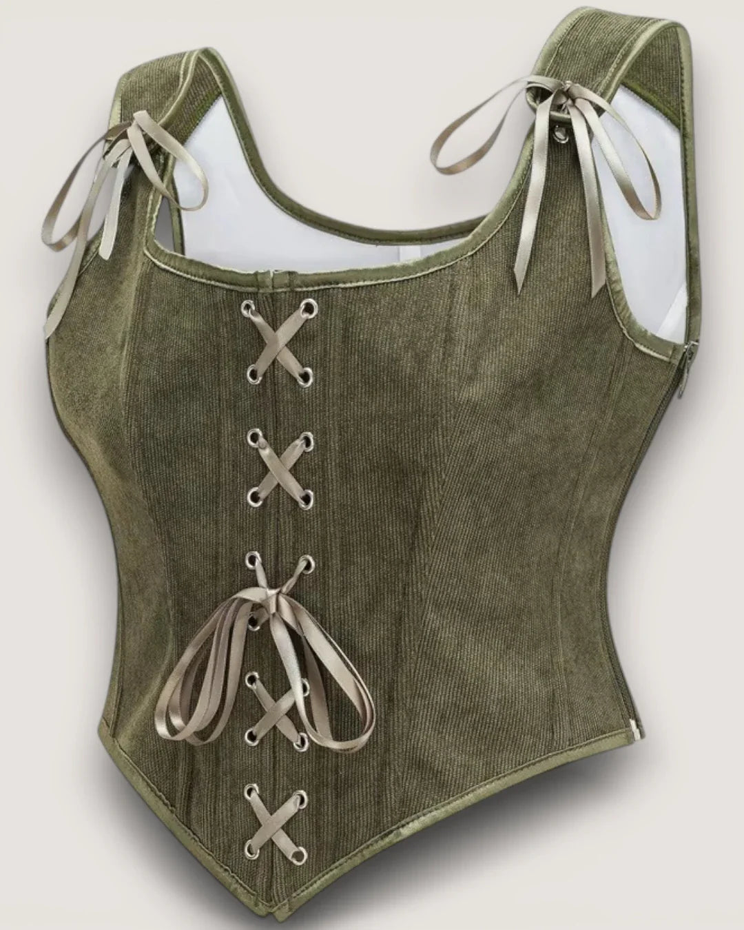 Structured Lace-Up Corset Top - Voldina