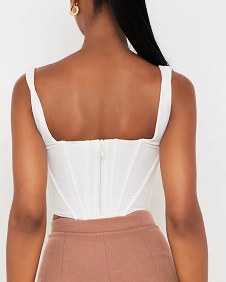 Structured Square-Neck Corset Top - Voldina