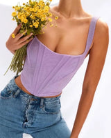 Structured Square-Neck Corset Top - Voldina