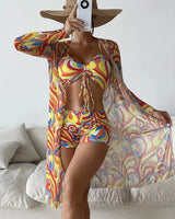 Three-Piece High-Waist Bikini Set - Voldina