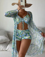 Three-Piece High-Waist Bikini Set - Voldina