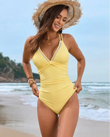 V-Neck Backless One-Piece Swimsuit - Voldina