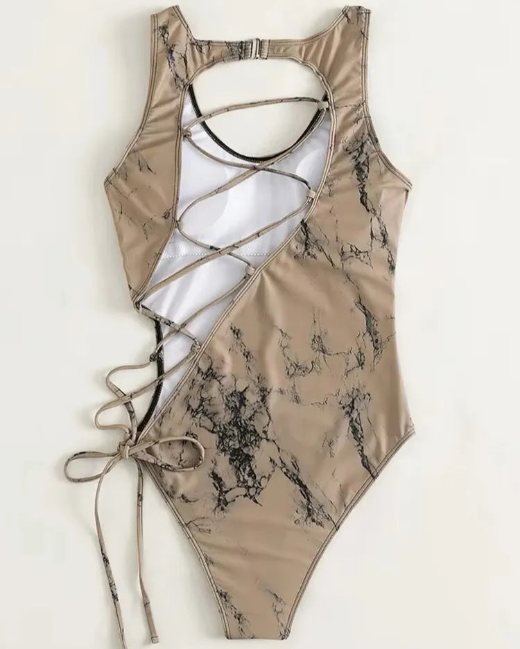Zip-Front Mesh Swimsuit - Voldina