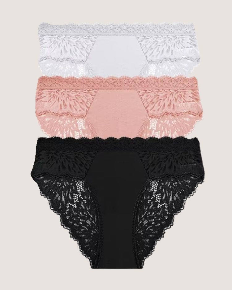 3-Pack: Romantic Low-Rise Lace Briefs - Voldina