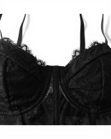 Black Sheer Mesh Corset Top - Voldina