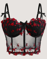 Embroidered Mesh Corset Top - Voldina