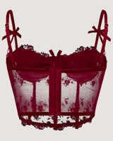 Embroidered Mesh Corset Top - Voldina
